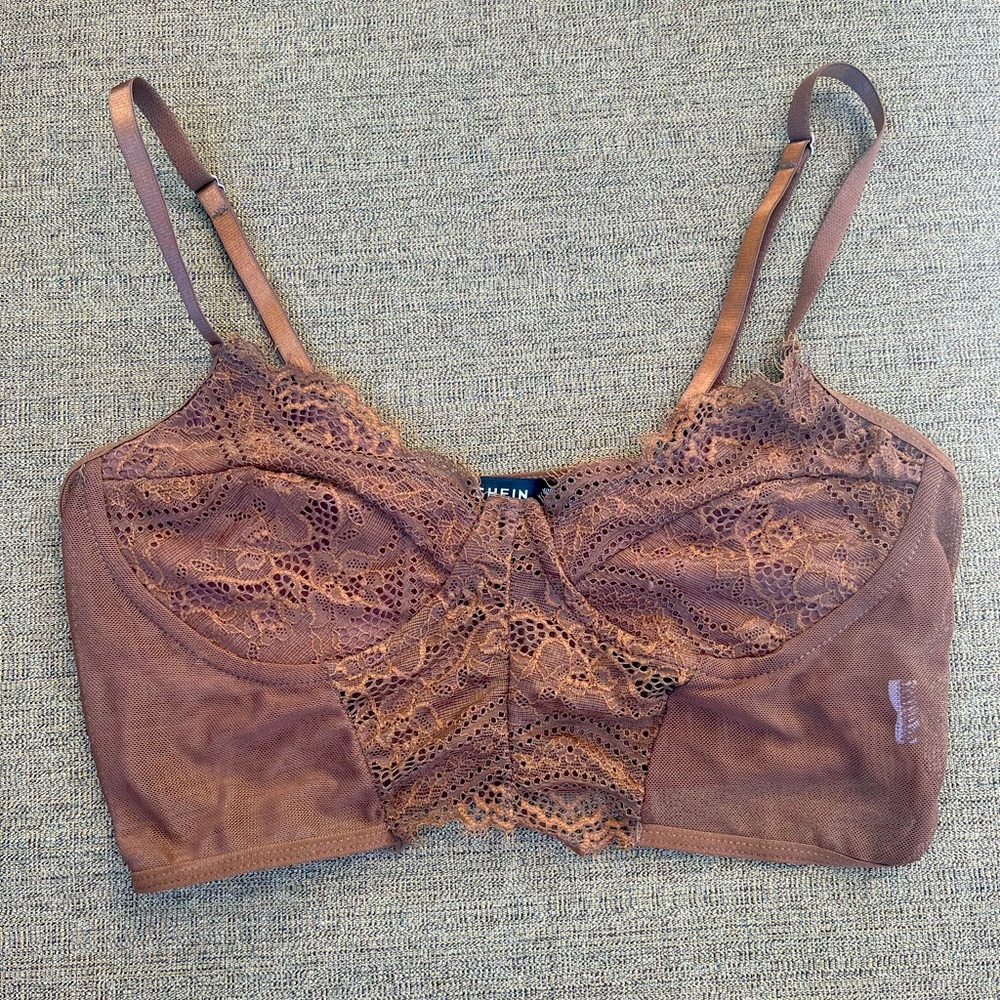 brown lace sheet crop top
